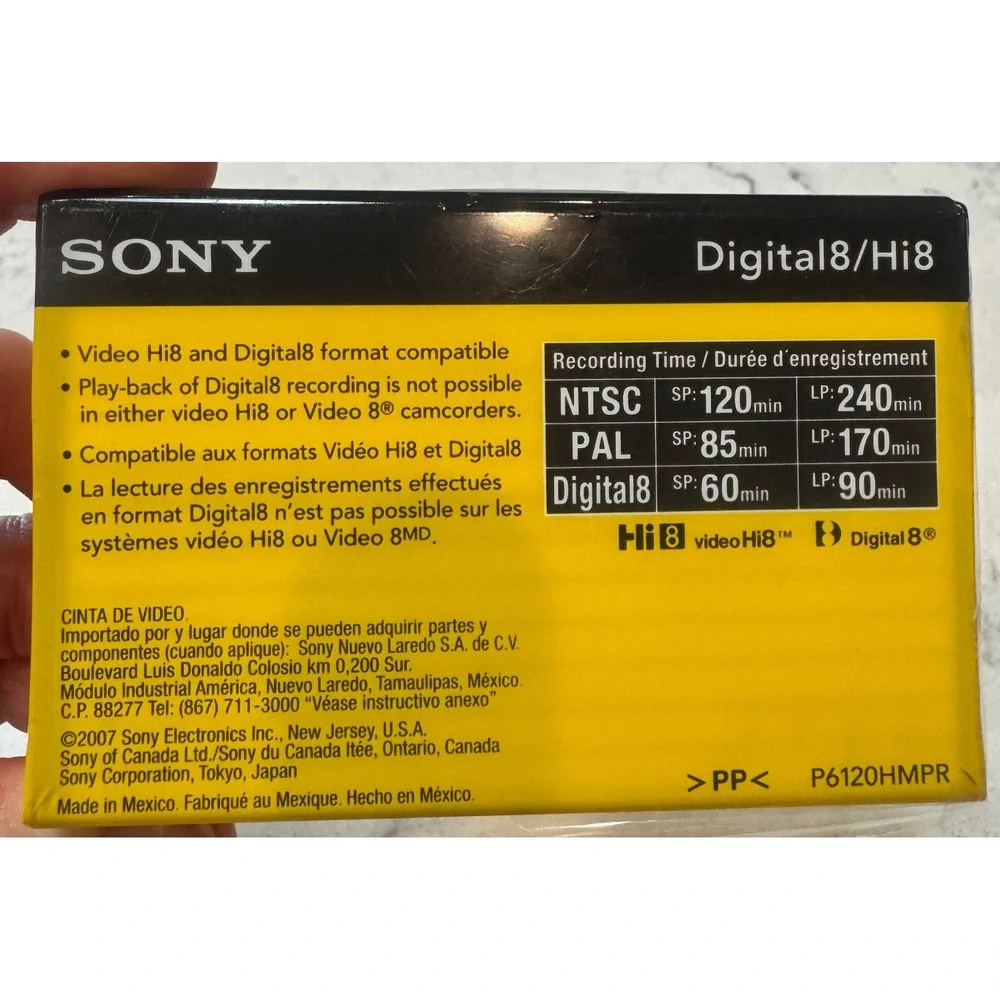 SONY 120Min 8Mm Tape H1 8Mm (P6120HMPR) sealed in‎ package